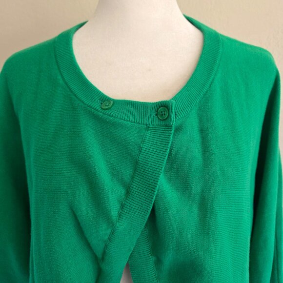 CAbi Piccolo Shrug Style Cropped Cardigan Sweater Green Navy Cotton Size XL - Picture 3 of 10